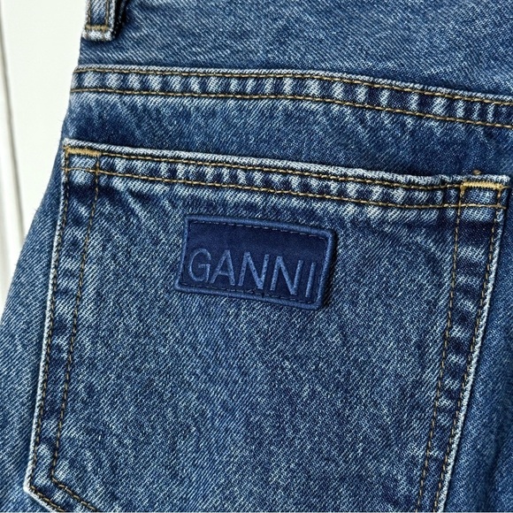GANNI 90s Organic Cotton Stone Wash Denim High Rise Cropped Bootcut Leg Jeans 27 - Picture 10 of 10